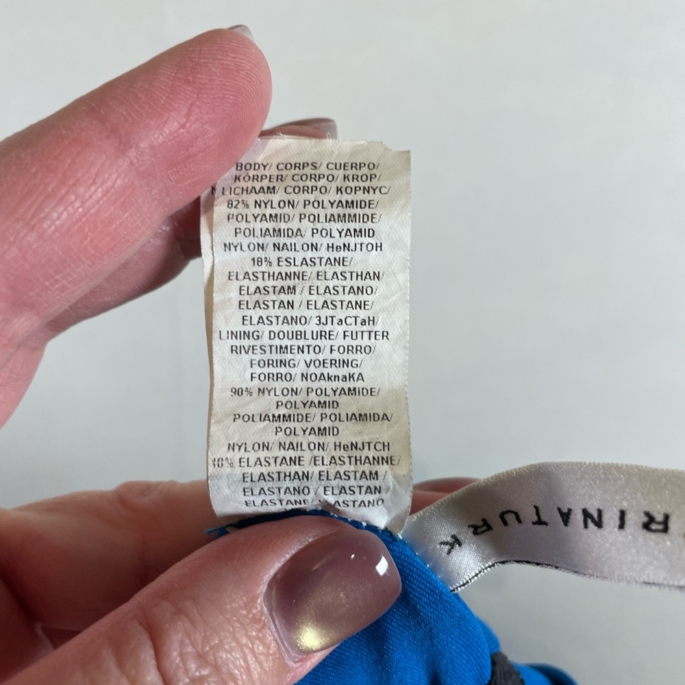 Trina Turk Blue Off Shoulder One Piece Swimsuit Womens 6 Ruffle - Picture 7 of 8